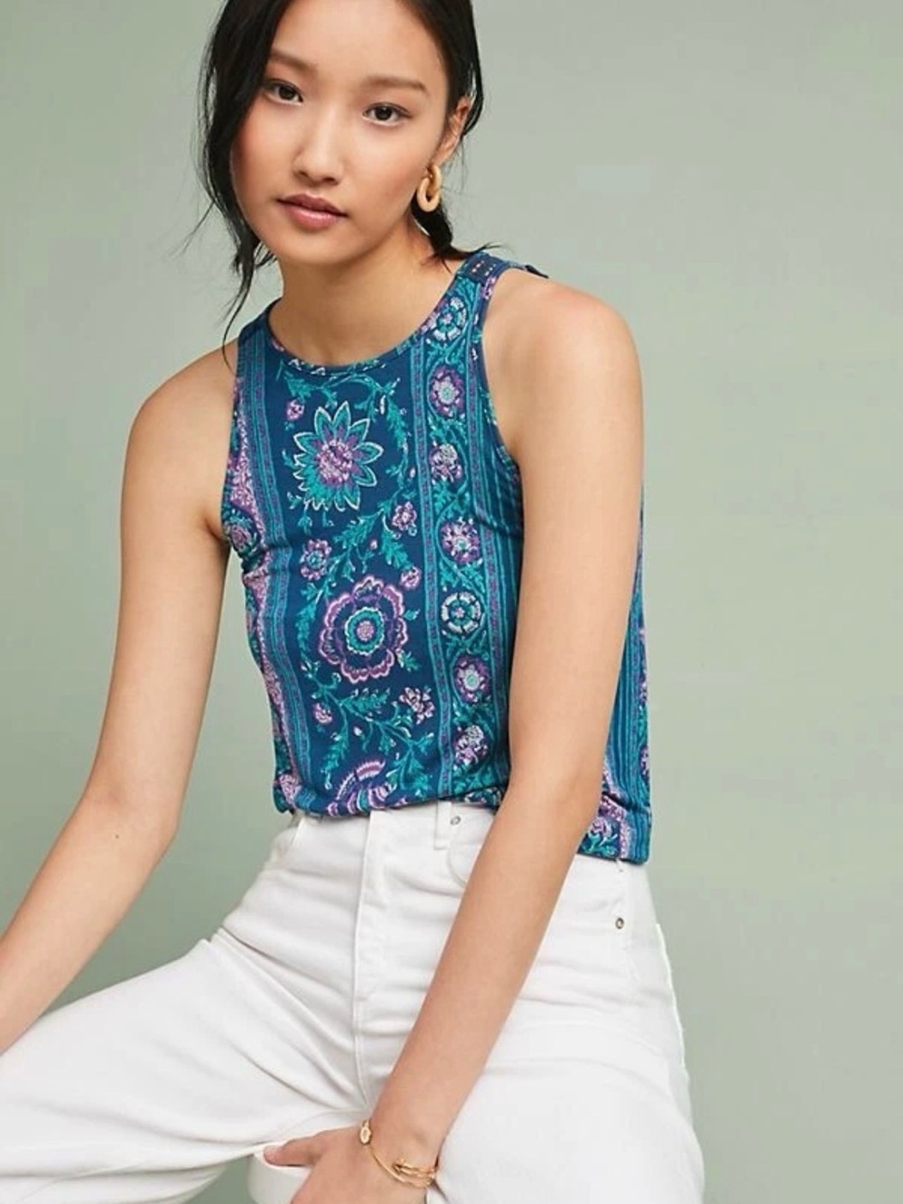 Anthropologie Akemi + Kin Epoca Crocheted Lace Blue Purple Tank, Size XL, EUC - Picture 7 of 7